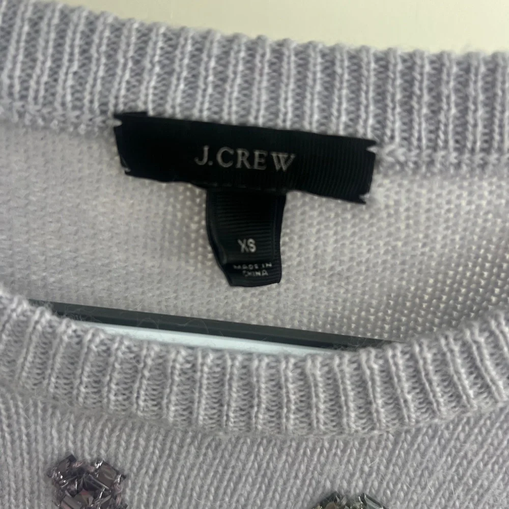 J. Crew Light Gray Sweater with Jewel Accents